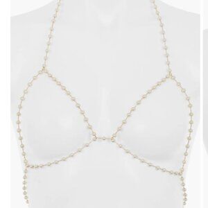 Bluebella Pearl Open Bra | Pearl Chain Harness | Size M/L | NWT with Bag